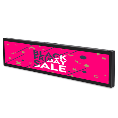 VETO 28 اینچ بار کشش صفحه LCD نمایش داخلی Ultra Wide Strip قفسه کنار تبلیغات نشانه های دیجیتال برای سوپرمارکت