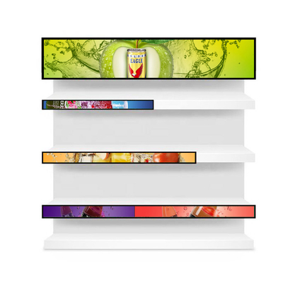 VETO صفحه نمایش 29 اینچ بار lcd برای قفسه های سوپرمارکت Ultra Wide stretched Bar Screen پخش کننده ویدیویی تبلیغاتی HD