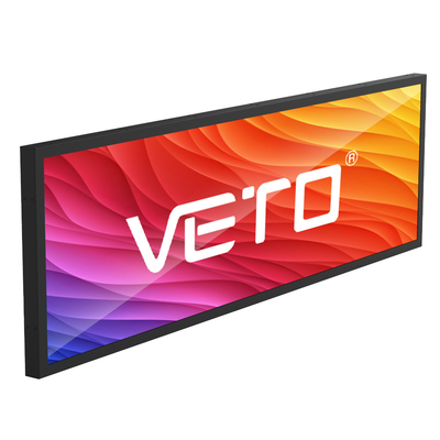 VETO 24 29 35 اینچ دیواری آویزان اندروید WIFI کشش نوار LCD گسترده فوق العاده قفسه لبه نمایش برای فروشگاه خرده فروشی