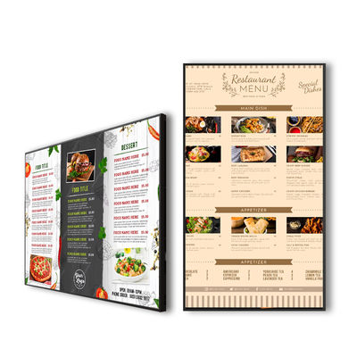 کیفیت VETO Digital Menu Boards دیوار نصب شده صفحه نمایش LCD تبلیغاتی اندروید Digital Signage صفحه نمایش FHD برای فروشگاه های خرده فروشی رستوران کارخانه