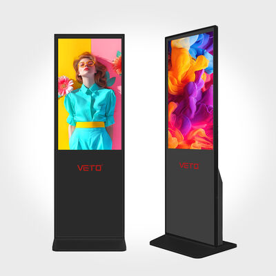 کیفیت پخش کننده تبلیغاتی ال سی دی کف ایستاده VETO 43 اینچ تولید کننده نمایشگر دیجیتال ساینیج فوق نازک کارخانه