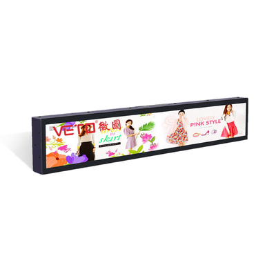 Free CMS Software Indoor Shelf Advertising Screen Android Stretched Bar Type Lcd Display For Store Shelves